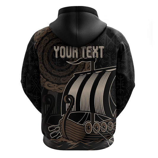 (Custom) Viking Iceland Norman Ship with Coat Of Arms Crossing The Sea Viking Hoodie