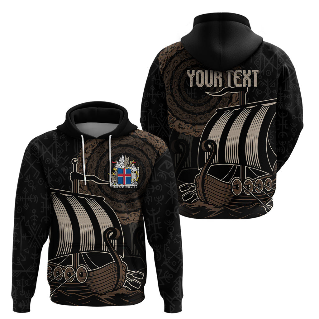 (Custom) Viking Iceland Norman Ship with Coat Of Arms Crossing The Sea Viking Hoodie