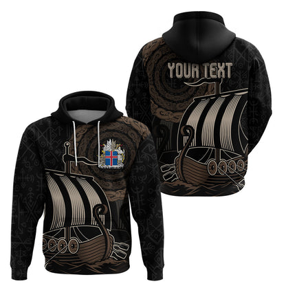 (Custom) Viking Iceland Norman Ship with Coat Of Arms Crossing The Sea Viking Hoodie