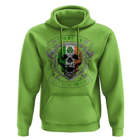 Irish Irish To The Bone Vintage Ireland Flag Skull Viking Hoodie Cotton