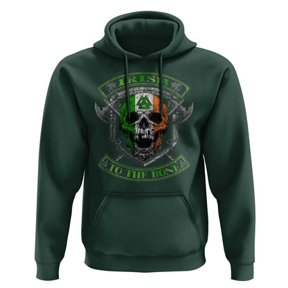 Irish Irish To The Bone Vintage Ireland Flag Skull Viking Hoodie Cotton