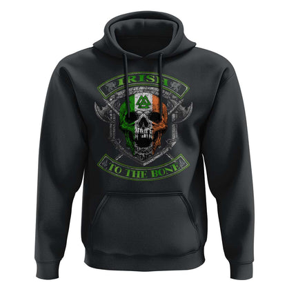 Irish Irish To The Bone Vintage Ireland Flag Skull Viking Hoodie Cotton