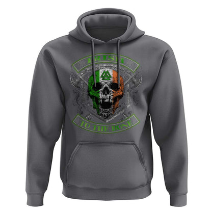 Irish Irish To The Bone Vintage Ireland Flag Skull Viking Hoodie Cotton