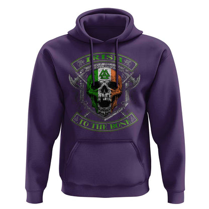 Irish Irish To The Bone Vintage Ireland Flag Skull Viking Hoodie Cotton