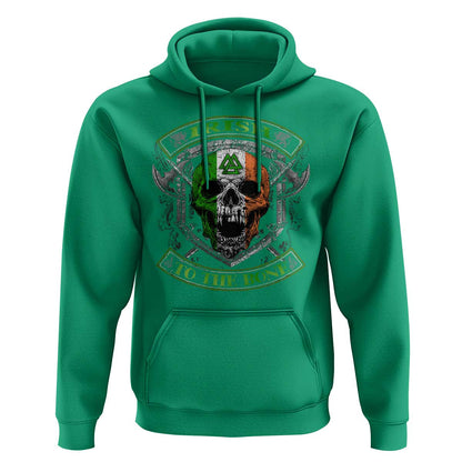 Irish Irish To The Bone Vintage Ireland Flag Skull Viking Hoodie Cotton