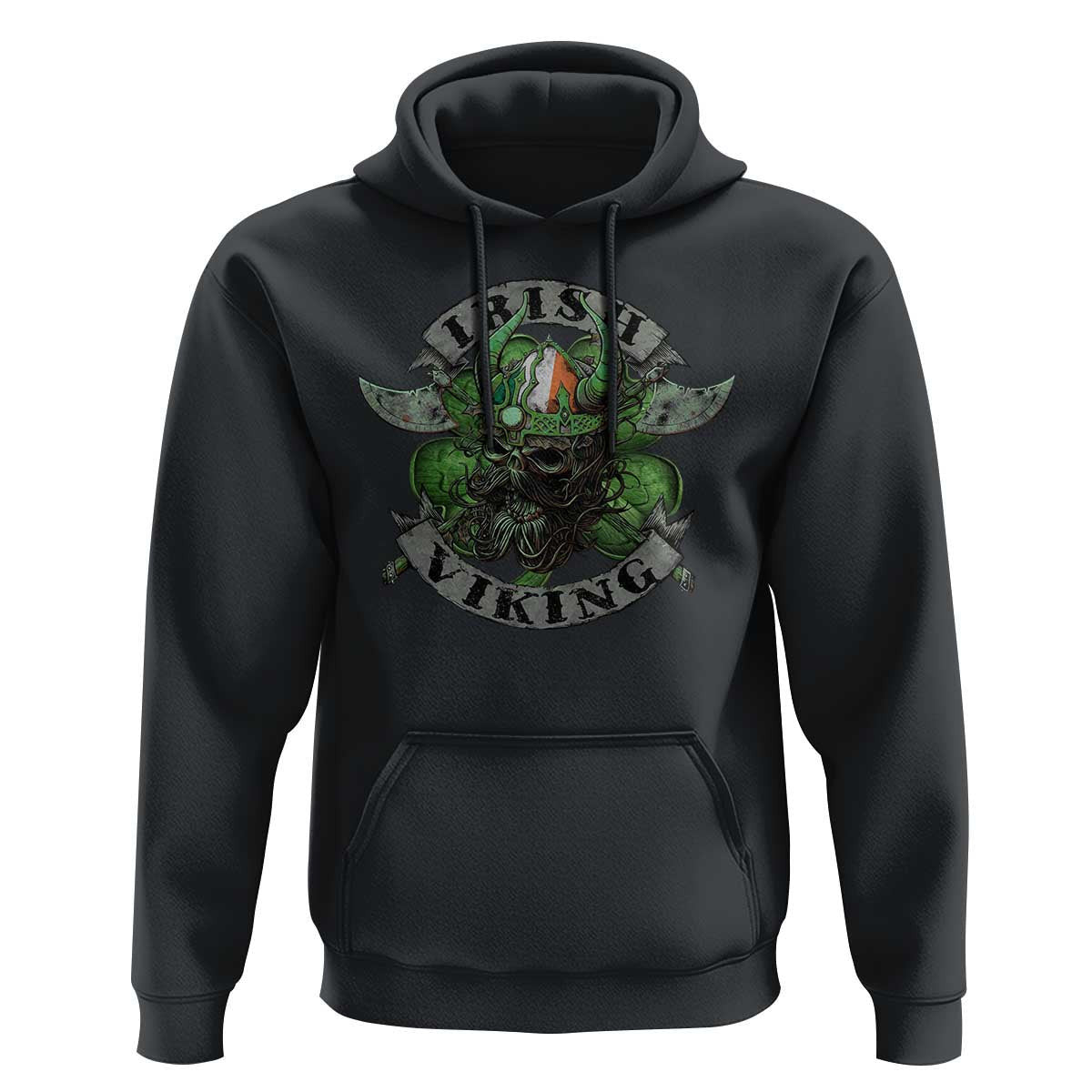 Funny Irish Vintage Shamrock Celtic Viking Skull Viking Hoodie Cotton