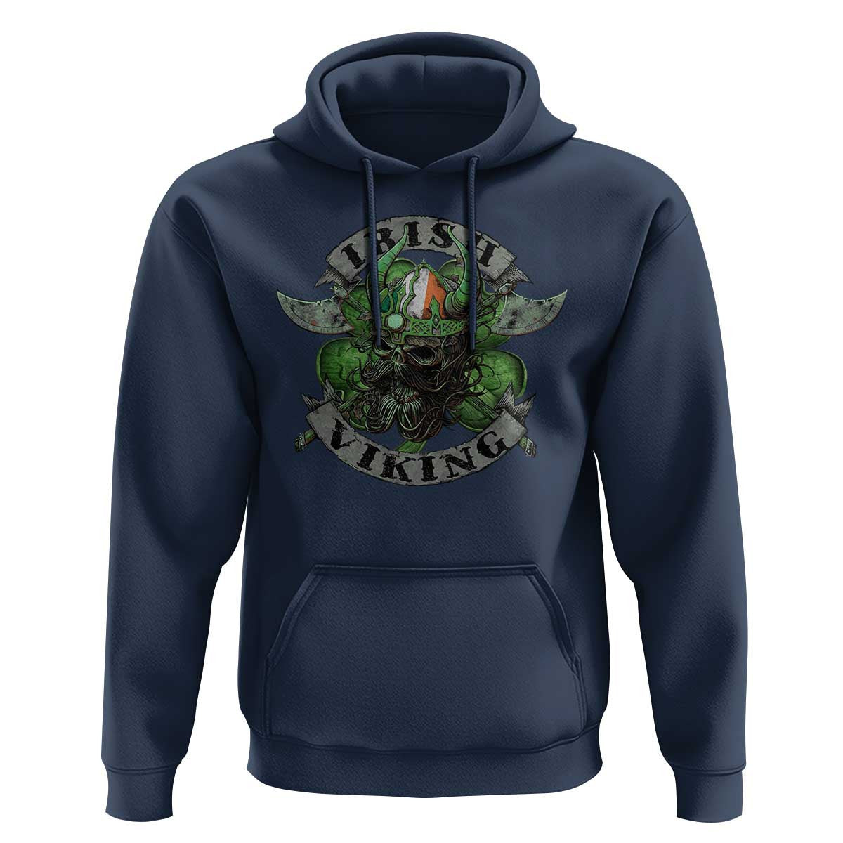 Funny Irish Vintage Shamrock Celtic Viking Skull Viking Hoodie Cotton
