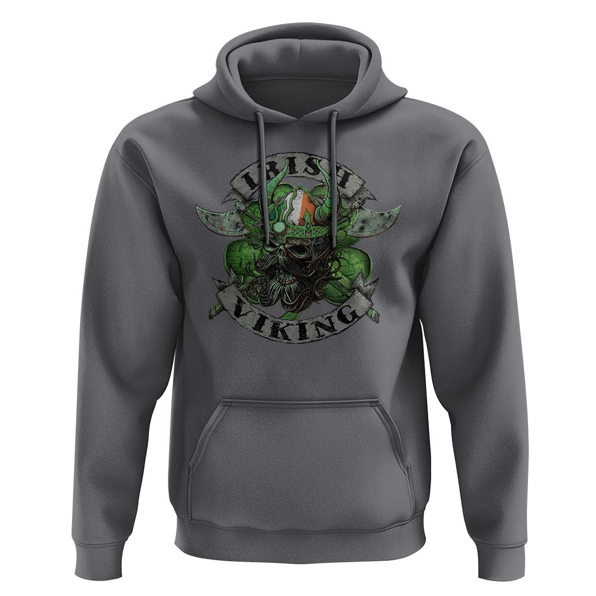 Funny Irish Vintage Shamrock Celtic Viking Skull Viking Hoodie Cotton