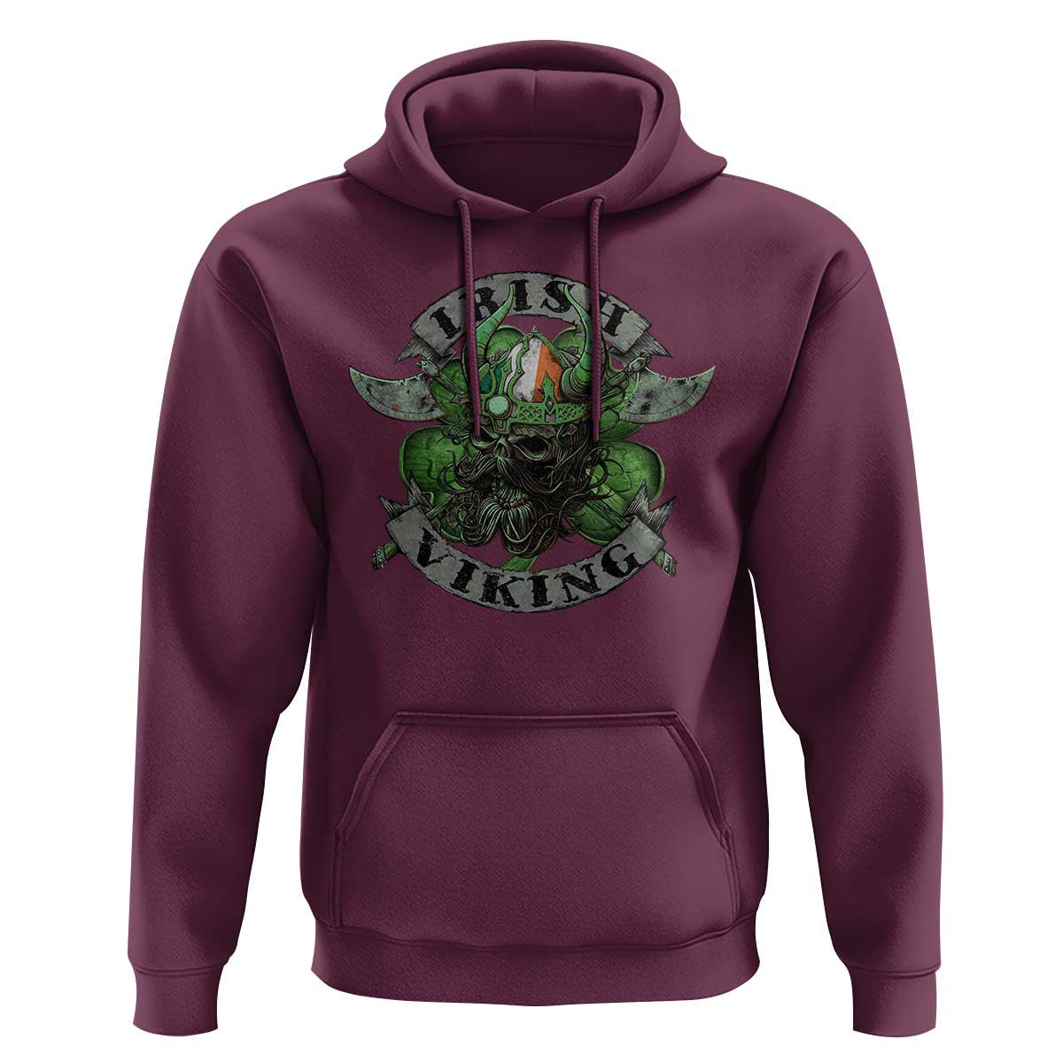 Funny Irish Vintage Shamrock Celtic Viking Skull Viking Hoodie Cotton