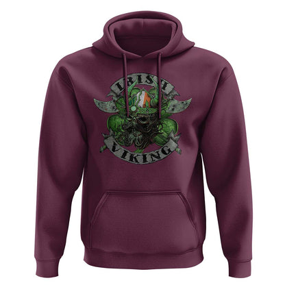 Funny Irish Vintage Shamrock Celtic Viking Skull Viking Hoodie Cotton