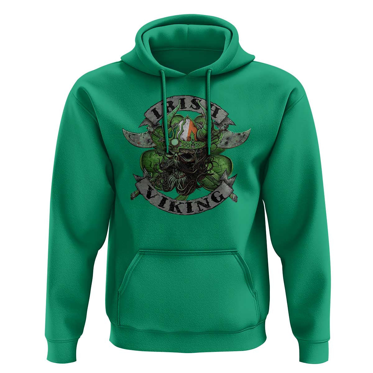 Funny Irish Vintage Shamrock Celtic Viking Skull Viking Hoodie Cotton