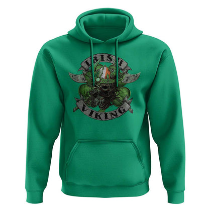 Funny Irish Vintage Shamrock Celtic Viking Skull Viking Hoodie Cotton