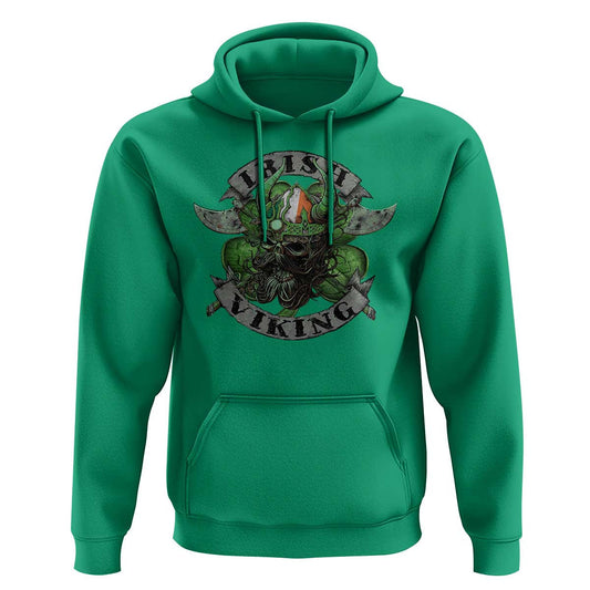 Funny Irish Vintage Shamrock Celtic Viking Skull Viking Hoodie Cotton