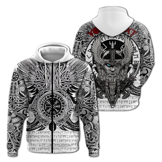 (Custom) Viking Vegvisir Odin With Huginn And Muninn Viking Hoodie