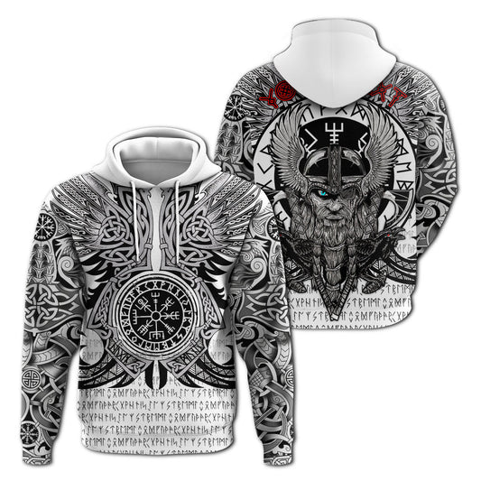 (Custom) Viking Vegvisir Odin With Huginn And Muninn Viking Hoodie