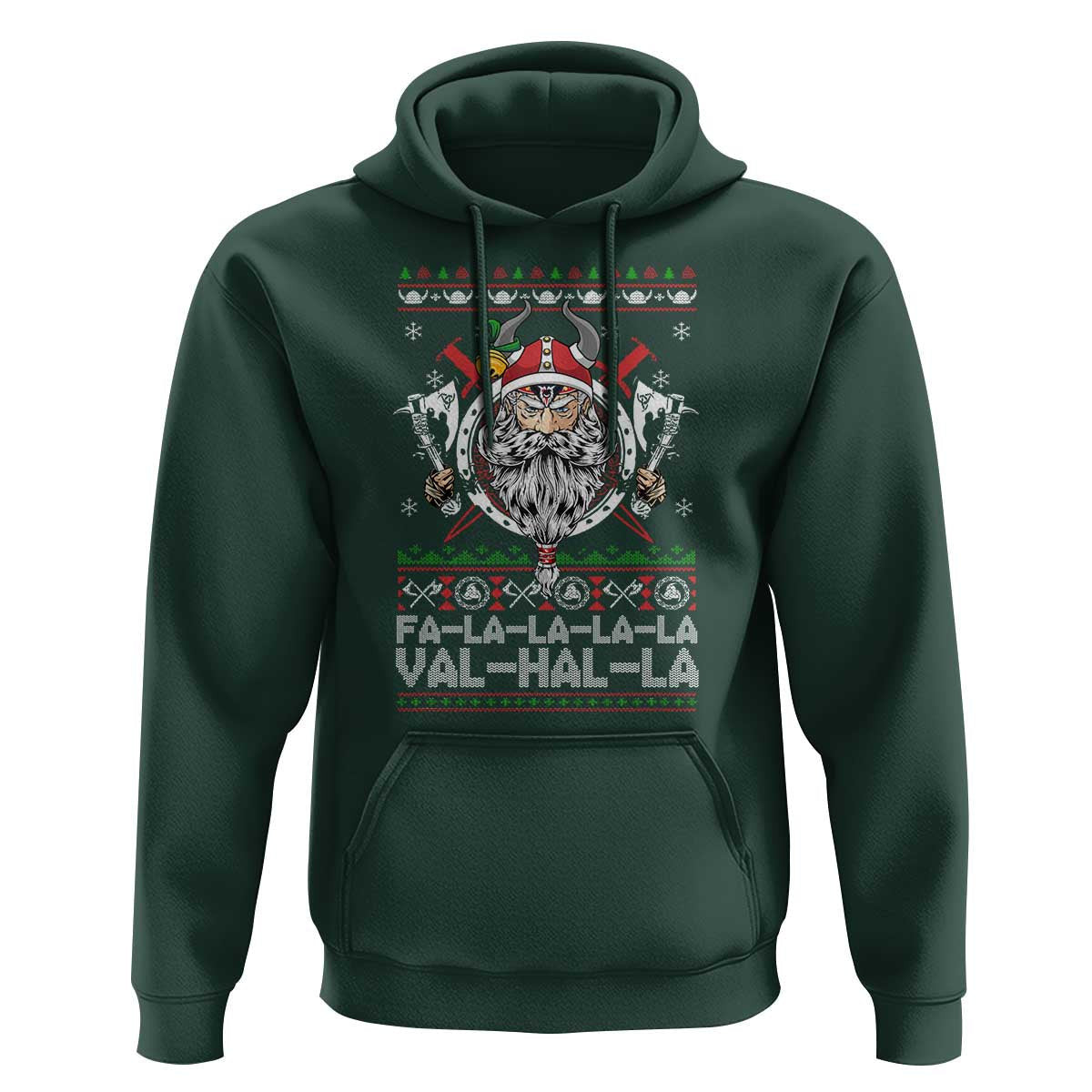 Christmas Fa La La La La Val Hal La Santa Viking Warriors Viking Hoodie Cotton