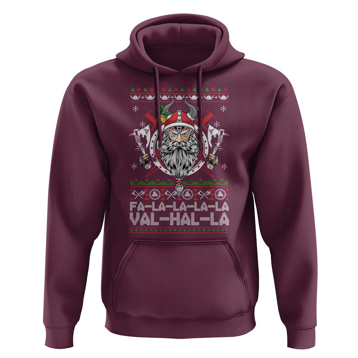 Christmas Fa La La La La Val Hal La Santa Viking Warriors Viking Hoodie Cotton