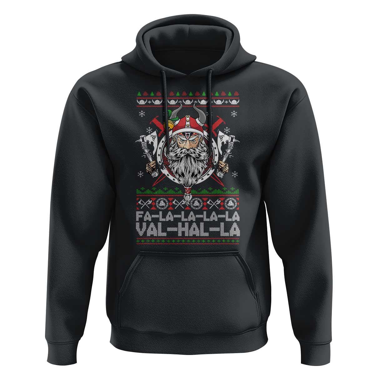 Christmas Fa La La La La Val Hal La Santa Viking Warriors Viking Hoodie Cotton