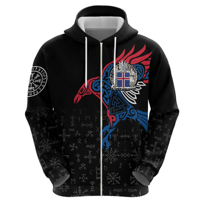 Iceland Viking Culture Norse Mythology Raven Tattoo Viking Hoodie