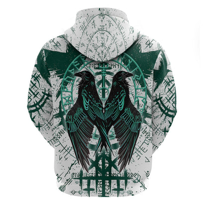 Winged Wisdom Of Hugin, Munin, and the Vegvisir Viking Hoodie