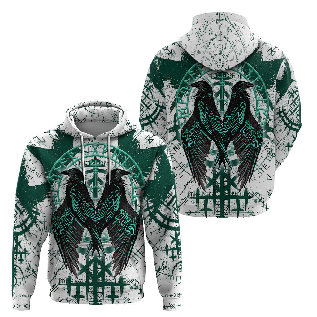 Winged Wisdom Of Hugin, Munin, and the Vegvisir Viking Hoodie