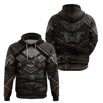 Viking Warrior Armor Fenrir Wolf Symbol Viking Hoodie