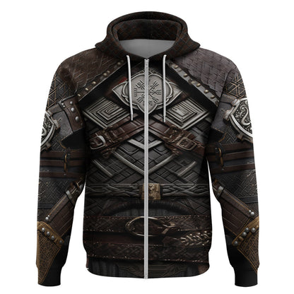 Viking Warrior Armor Fenrir Wolf Symbol Viking Hoodie