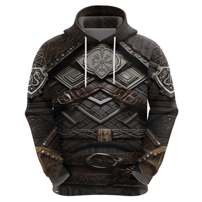 Viking Warrior Armor Fenrir Wolf Symbol Viking Hoodie
