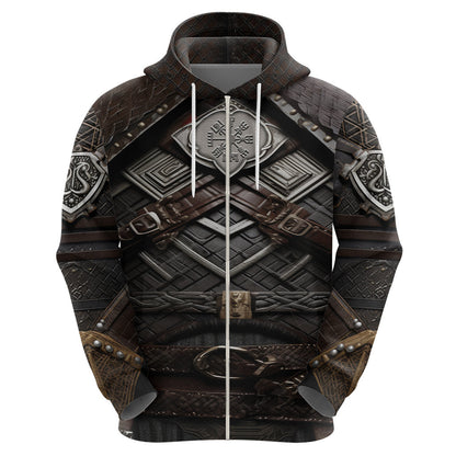 Viking Warrior Armor Fenrir Wolf Symbol Viking Hoodie