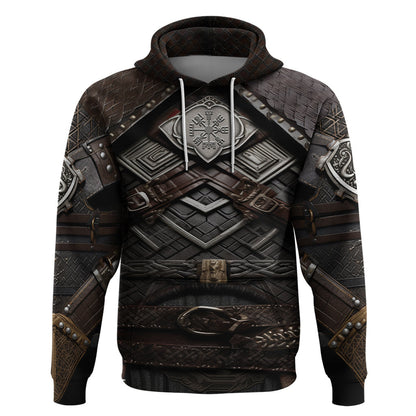 Viking Warrior Armor Fenrir Wolf Symbol Viking Hoodie