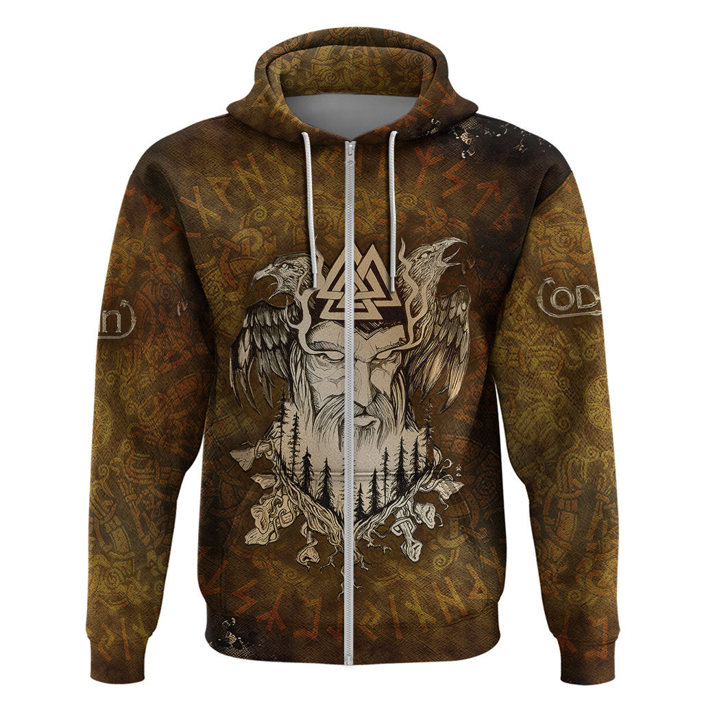 Odin Valknut, Ravens, and Enchanted Forest Viking Hoodie