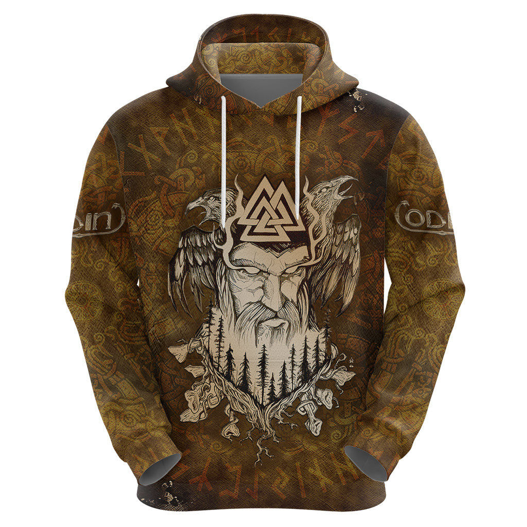 Odin Valknut, Ravens, and Enchanted Forest Viking Hoodie
