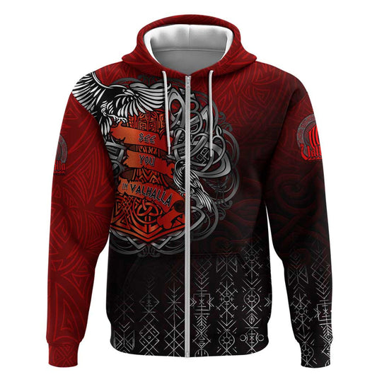 Victory Or Valhalla Zipper Viking Viking Hoodie