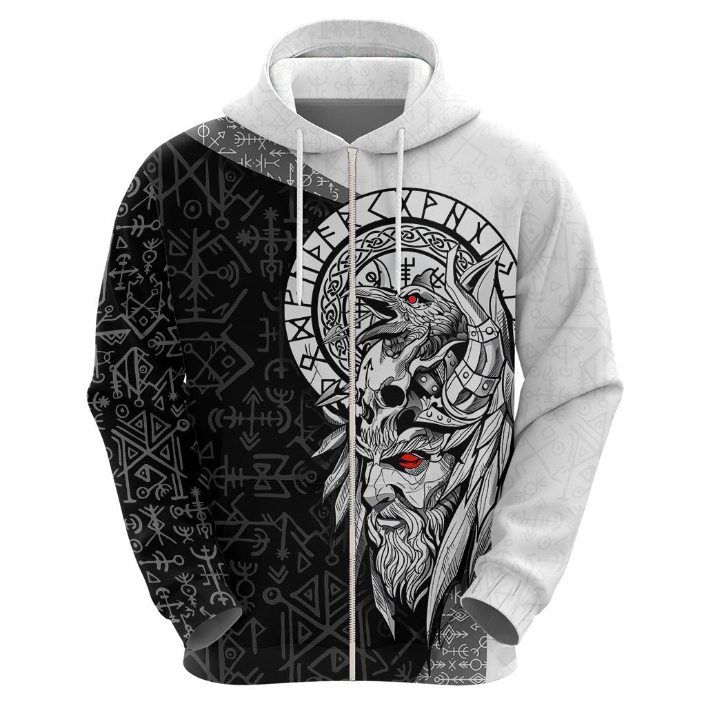 Viking Odin Ravens of Valhalla with Helm of Awe and Ancient Rune Patterns Viking Hoodie