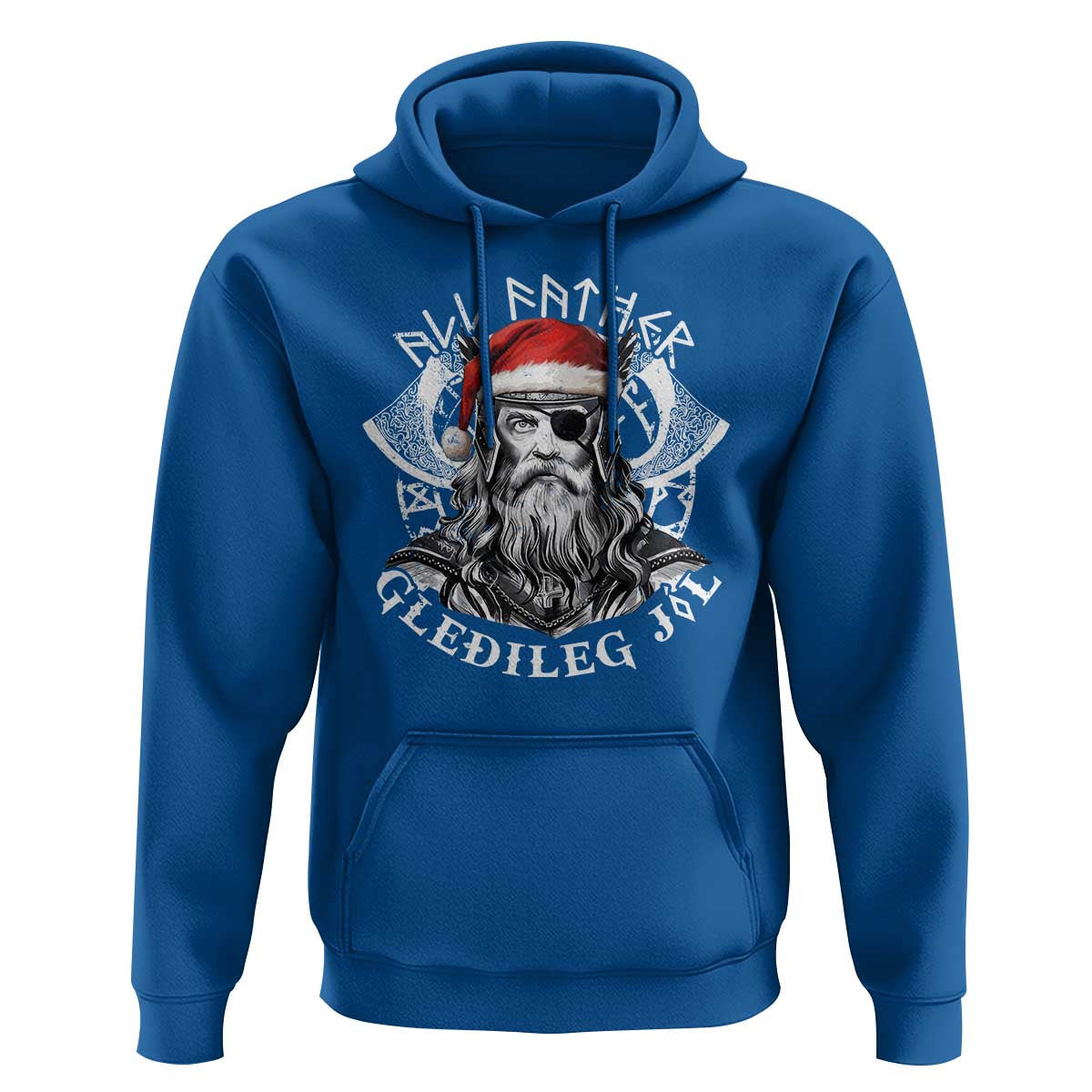 Christmas All Father Gledileg Jol Vintage Santa Odin Viking Hoodie Cotton