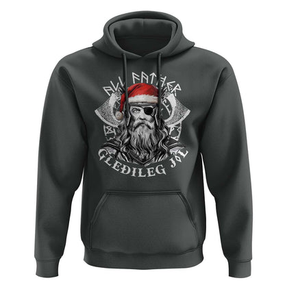 Christmas All Father Gledileg Jol Vintage Santa Odin Viking Hoodie Cotton