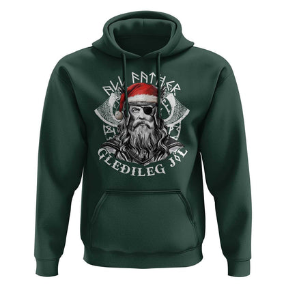 Christmas All Father Gledileg Jol Vintage Santa Odin Viking Hoodie Cotton