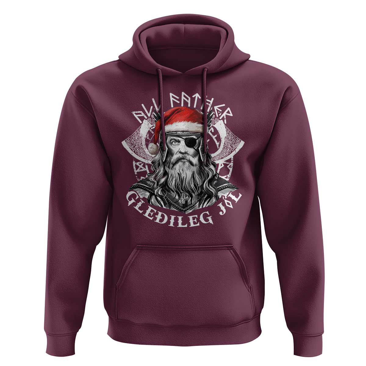 Christmas All Father Gledileg Jol Vintage Santa Odin Viking Hoodie Cotton