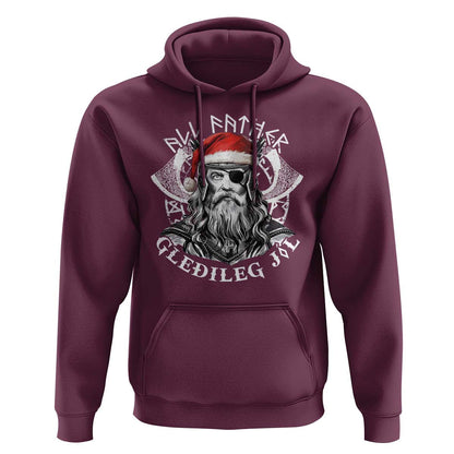 Christmas All Father Gledileg Jol Vintage Santa Odin Viking Hoodie Cotton