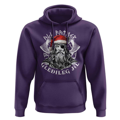 Christmas All Father Gledileg Jol Vintage Santa Odin Viking Hoodie Cotton