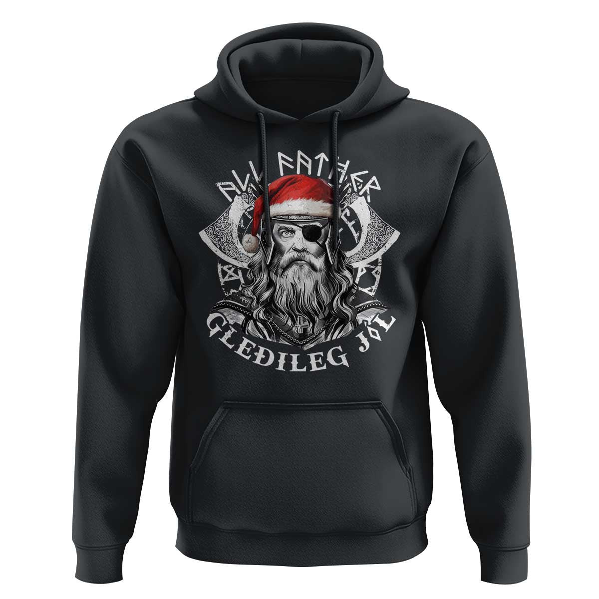 Christmas All Father Gledileg Jol Vintage Santa Odin Viking Hoodie Cotton