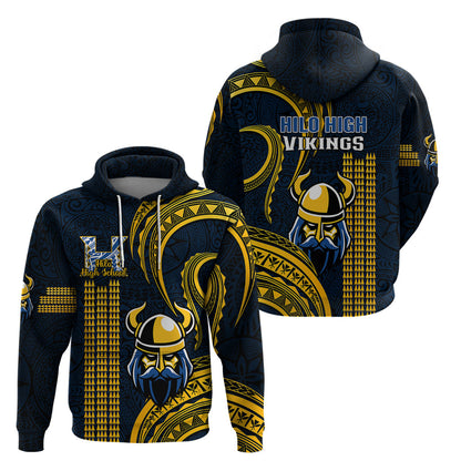 Hawaii Hilo High School Vikings Polynesian Kakau Pattern Viking Hoodie