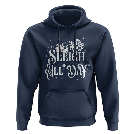 Funny Christmas Sleigh All Day Sleipnir Longship Santa Viking Hoodie Cotton