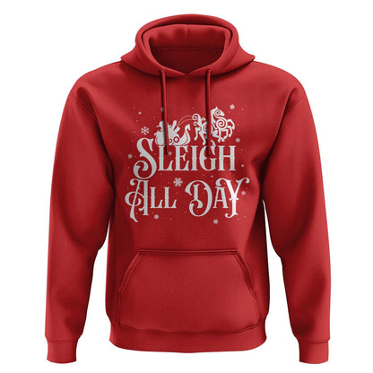Funny Christmas Sleigh All Day Sleipnir Longship Santa Viking Hoodie Cotton