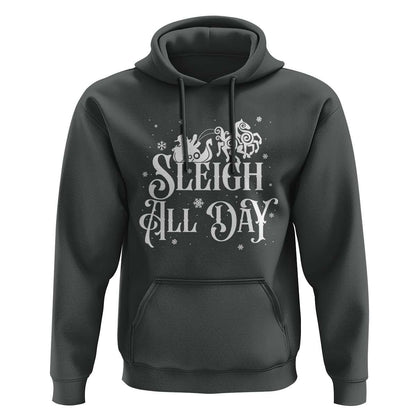 Funny Christmas Sleigh All Day Sleipnir Longship Santa Viking Hoodie Cotton