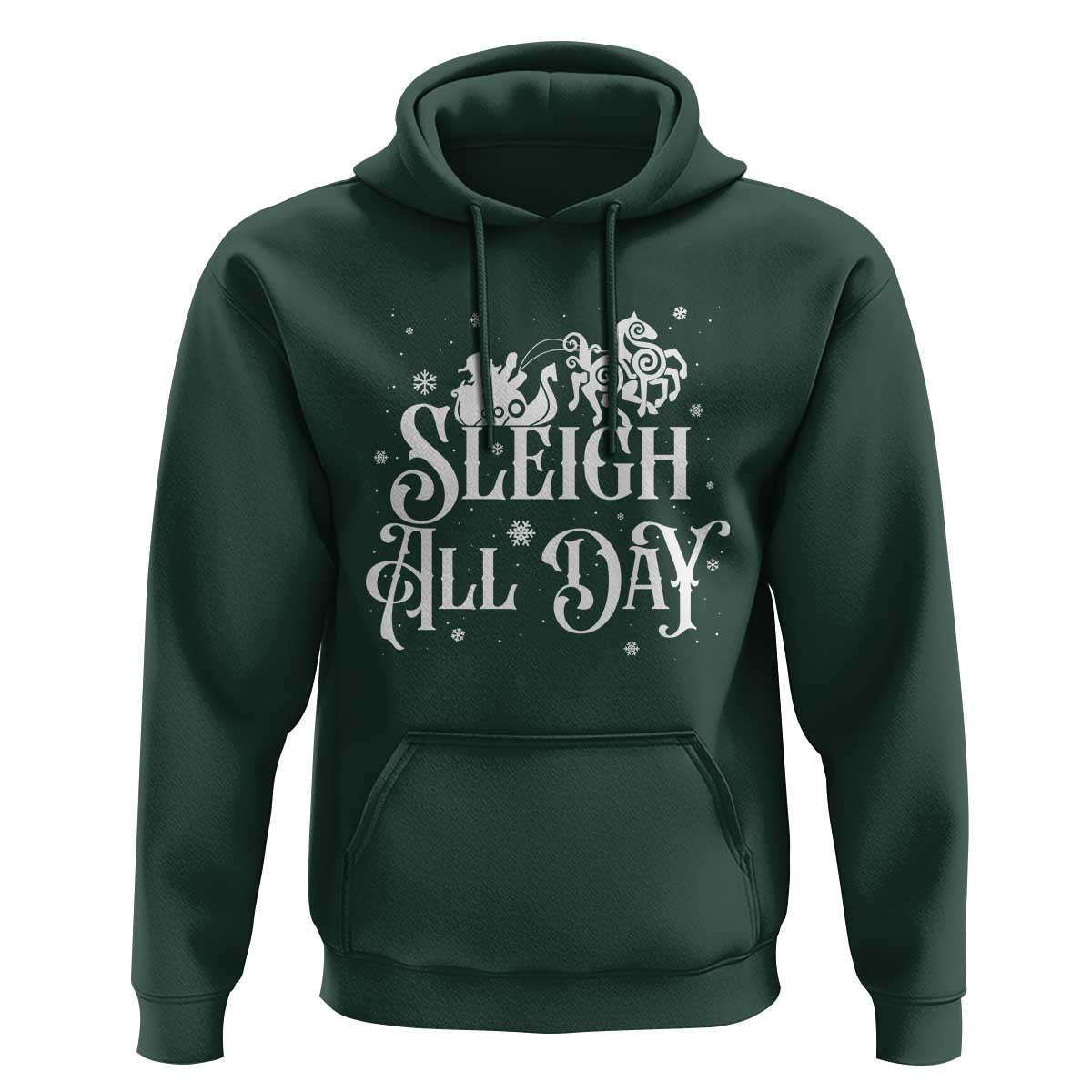 Funny Christmas Sleigh All Day Sleipnir Longship Santa Viking Hoodie Cotton