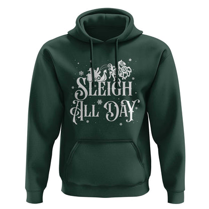 Funny Christmas Sleigh All Day Sleipnir Longship Santa Viking Hoodie Cotton