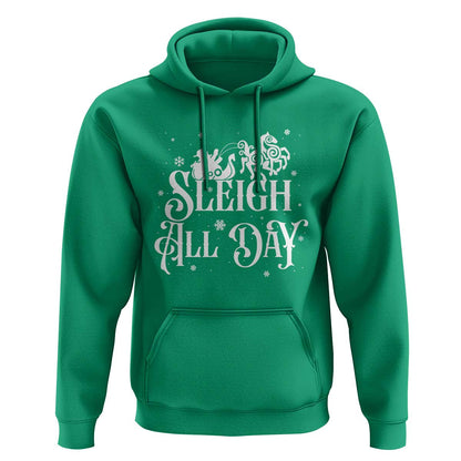 Funny Christmas Sleigh All Day Sleipnir Longship Santa Viking Hoodie Cotton