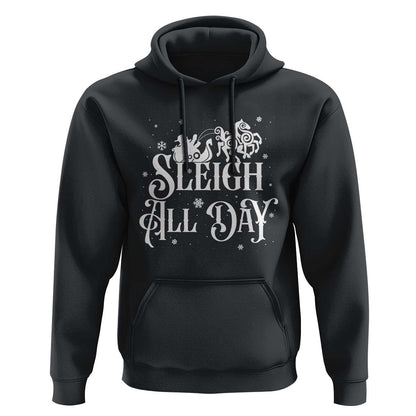 Funny Christmas Sleigh All Day Sleipnir Longship Santa Viking Hoodie Cotton