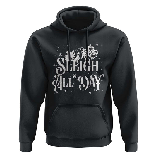 Funny Christmas Sleigh All Day Sleipnir Longship Santa Viking Hoodie Cotton